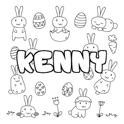 Coloring page first name KENNY - Easter background