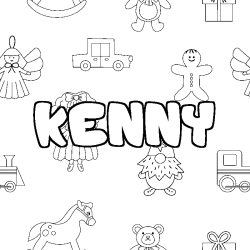 Coloring page first name KENNY - Toys background