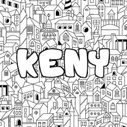Coloring page first name KENY - City background