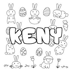 Coloring page first name KENY - Easter background