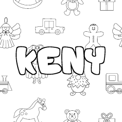 Coloring page first name KENY - Toys background