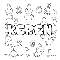 Coloring page first name KEREN - Easter background