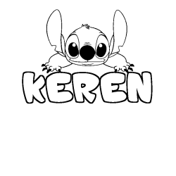 Coloring page first name KEREN - Stitch background