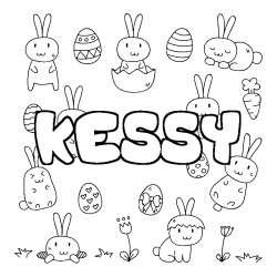 Coloring page first name KESSY - Easter background