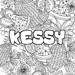 Coloring page first name KESSY - Fruits mandala background