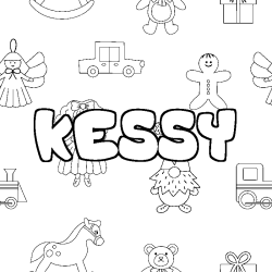 Coloring page first name KESSY - Toys background