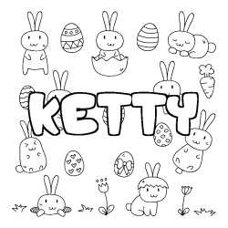 Coloring page first name KETTY - Easter background