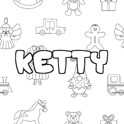 Coloring page first name KETTY - Toys background