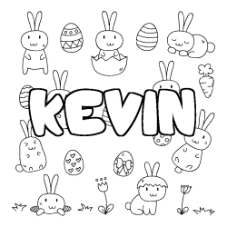 Coloring page first name KEVIN - Easter background