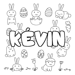 Coloring page first name KÉVIN - Easter background