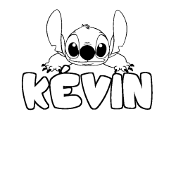 Coloring page first name KÉVIN - Stitch background