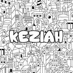Coloring page first name KEZIAH - City background