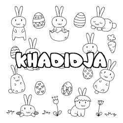 Coloring page first name KHADIDJA - Easter background