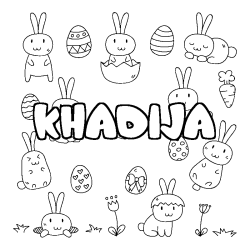 Coloring page first name KHADIJA - Easter background