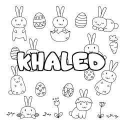 Coloring page first name KHALED - Easter background