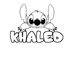 Coloring page first name KHALED - Stitch background