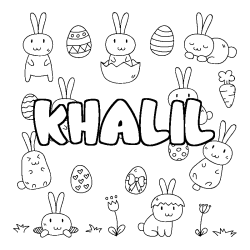 Coloring page first name KHALIL - Easter background