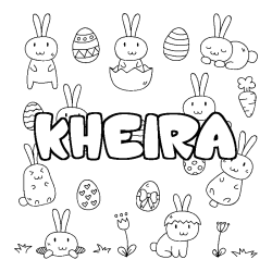 Coloring page first name KHEIRA - Easter background