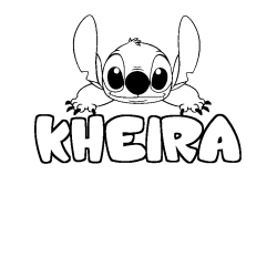 Coloring page first name KHEIRA - Stitch background