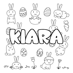 Coloring page first name KIARA - Easter background
