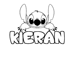 Coloring page first name KIERAN - Stitch background