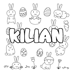 Coloring page first name KILIAN - Easter background