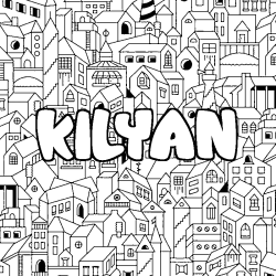 Coloring page first name KILYAN - City background