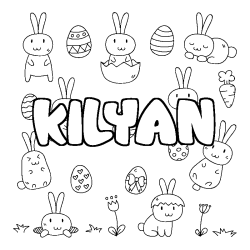 Coloring page first name KILYAN - Easter background