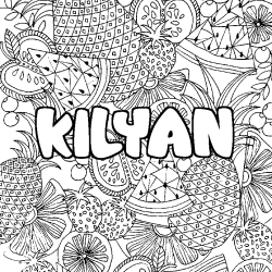 Coloring page first name KILYAN - Fruits mandala background