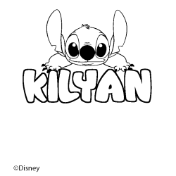 Coloring page first name KILYAN - Stitch background