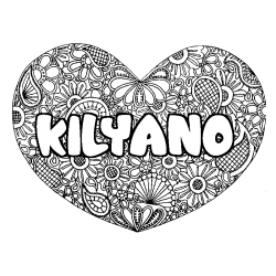 Coloring page first name KILYANO - Heart mandala background