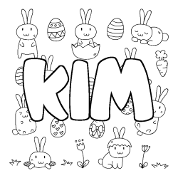 Coloring page first name KIM - Easter background