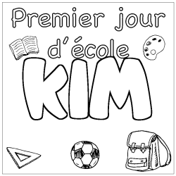 Coloring page first name KIM - School First day background