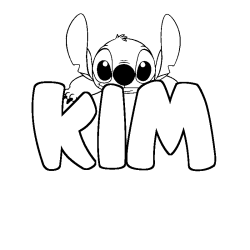 Coloring page first name KIM - Stitch background