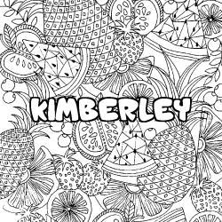 Coloring page first name KIMBERLEY - Fruits mandala background