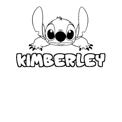 Coloring page first name KIMBERLEY - Stitch background