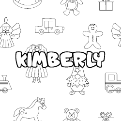 Coloring page first name KIMBERLY - Toys background