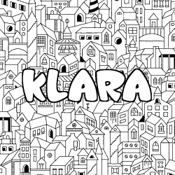 Coloring page first name KLARA - City background