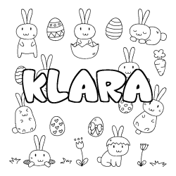 Coloring page first name KLARA - Easter background