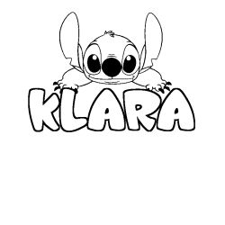 Coloring page first name KLARA - Stitch background