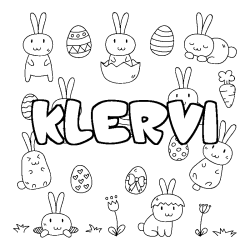 Coloring page first name KLERVI - Easter background
