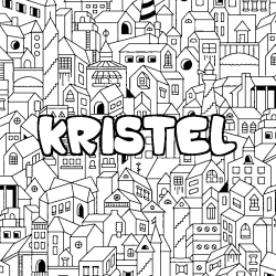 Coloring page first name KRISTEL - City background
