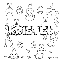 Coloring page first name KRISTEL - Easter background