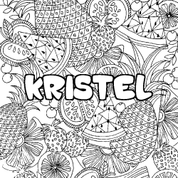 Coloring page first name KRISTEL - Fruits mandala background
