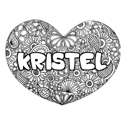 Coloring page first name KRISTEL - Heart mandala background