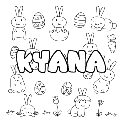 Coloring page first name KYANA - Easter background