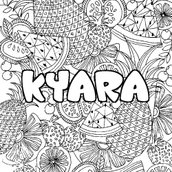 Coloring page first name KYARA - Fruits mandala background