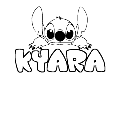 Coloring page first name KYARA - Stitch background