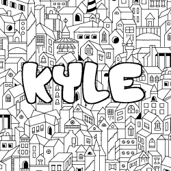Coloring page first name KYLE - City background