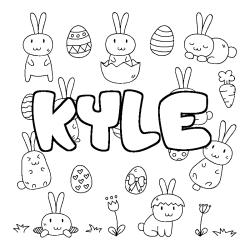 Coloring page first name KYLE - Easter background